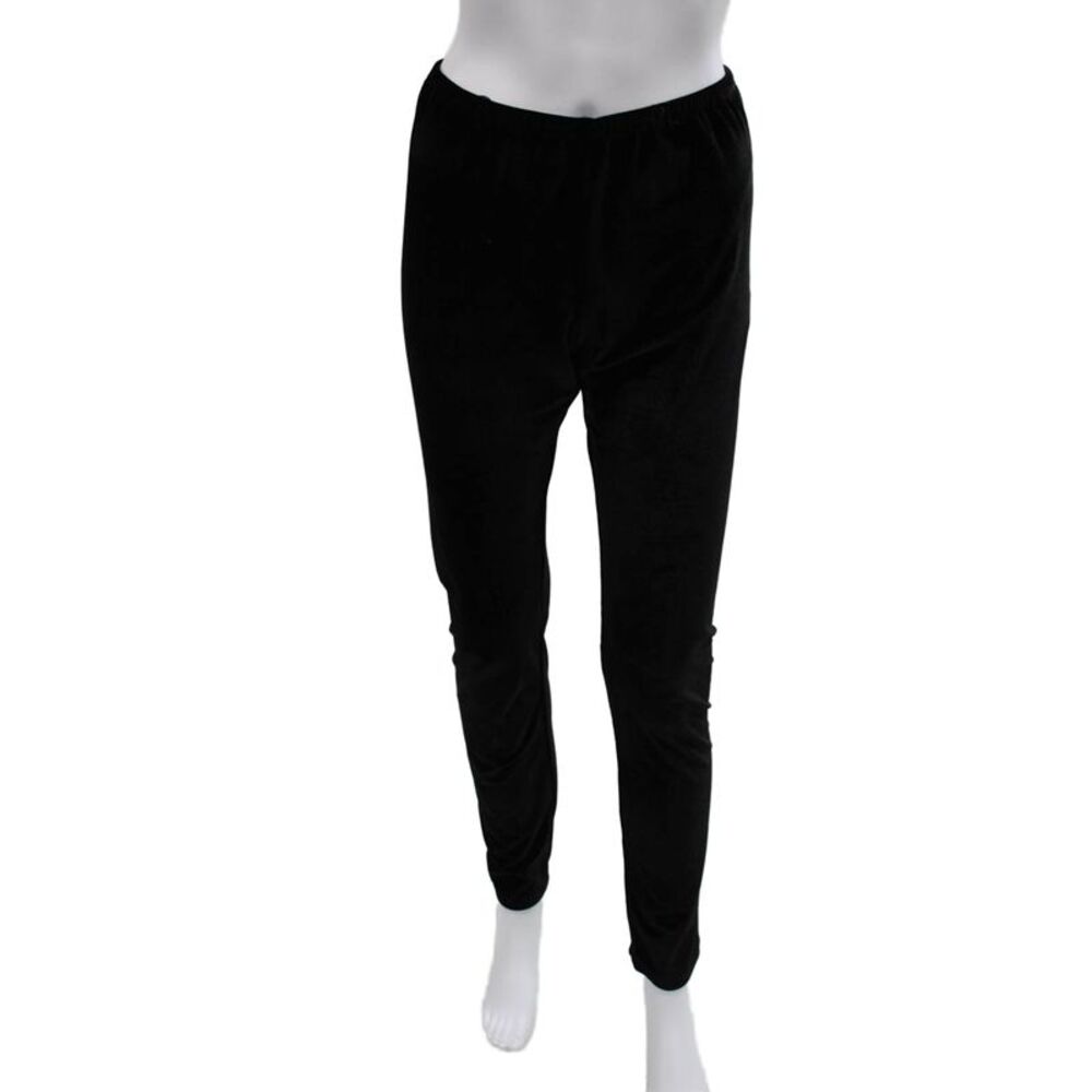 Jackie Rogers Womens Ankle Leggings Black Velvet Solid 28in Size M
